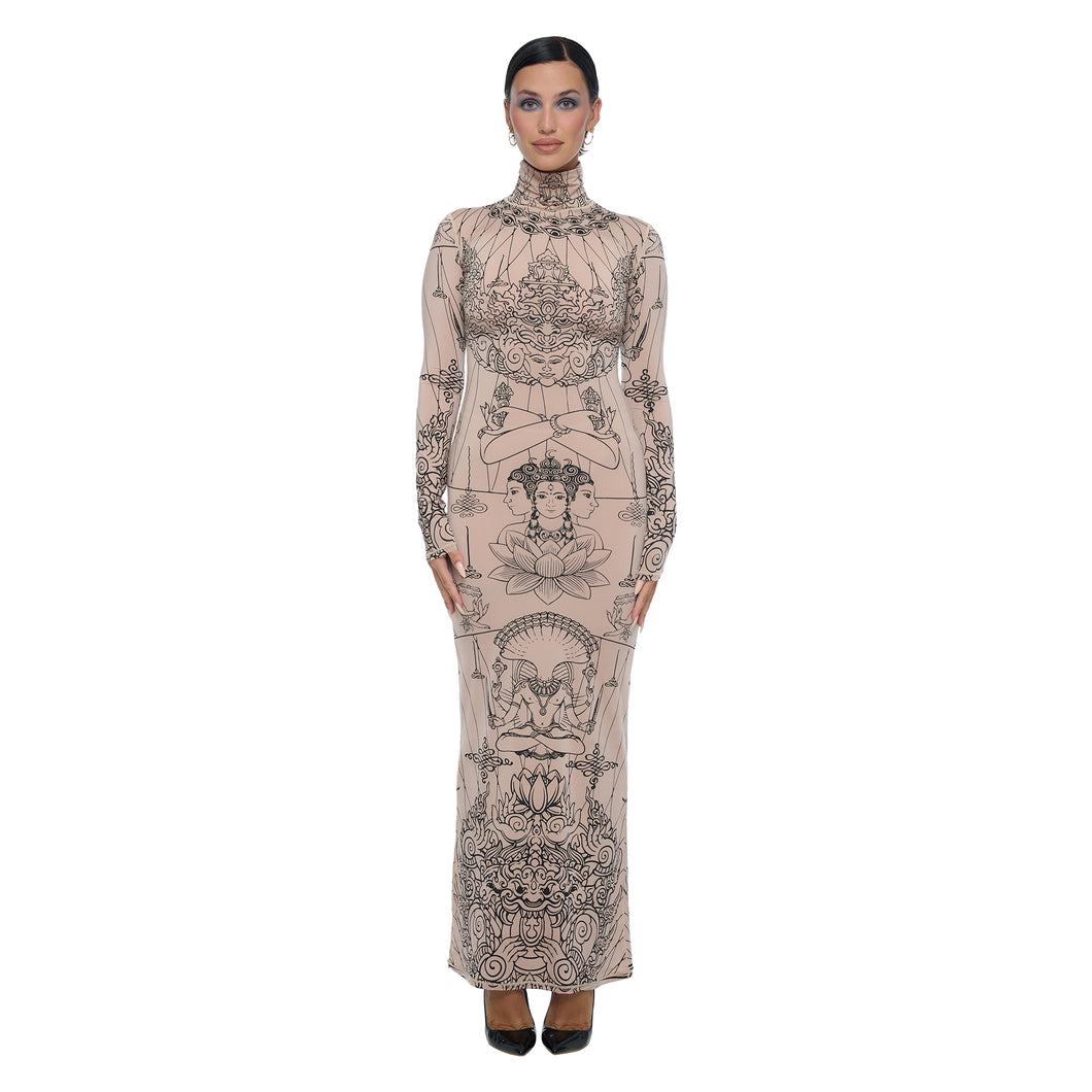 DIVINE HIGH ROLL NECK MAXI DRESS