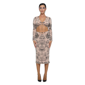 PUSHKA PAINT RING MIDI SKIRT