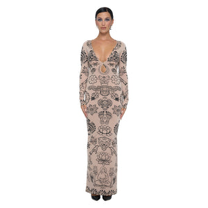 PUSHKA PAINT TEARDROP MAXI DRESS