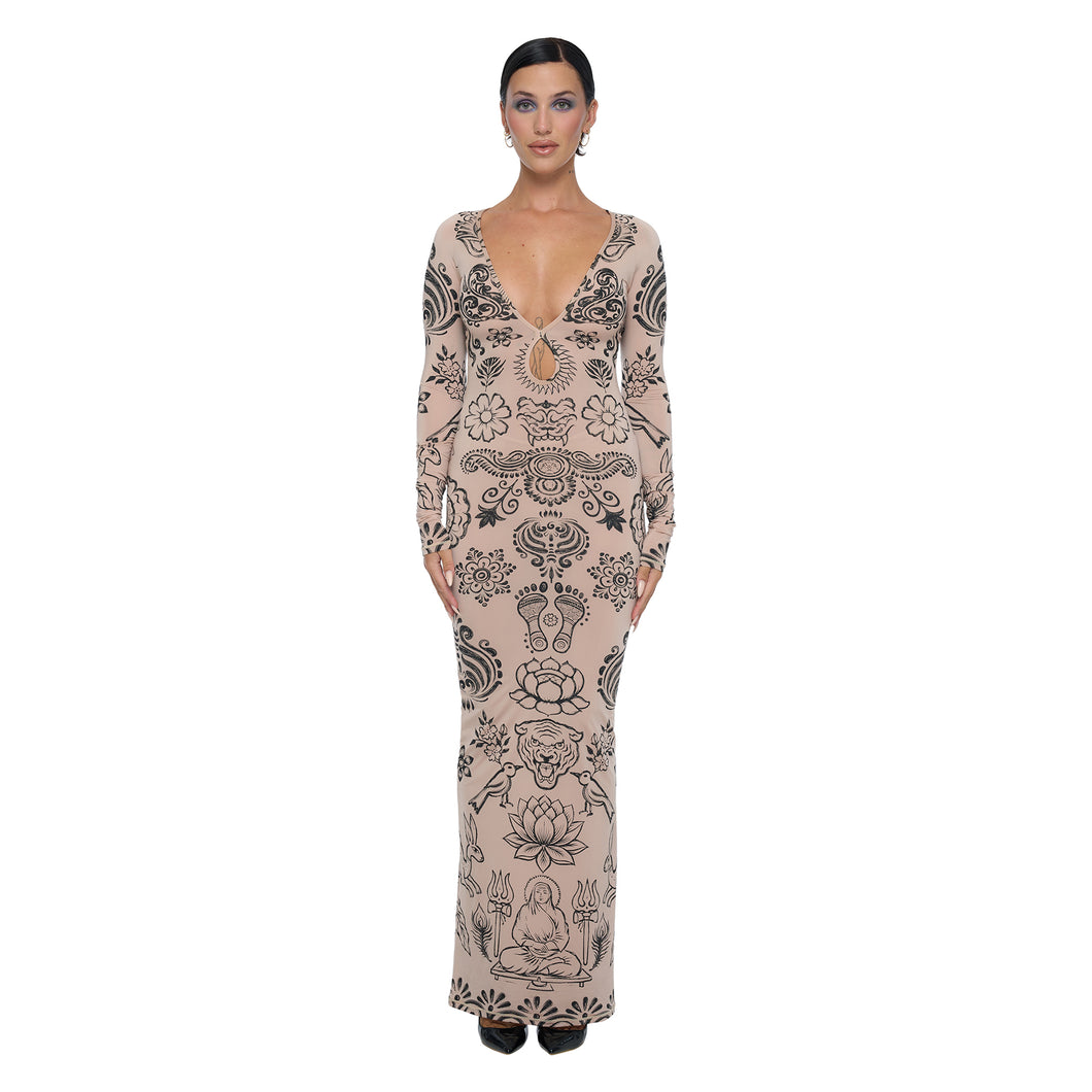 PUSHKA PAINT TEARDROP MAXI DRESS