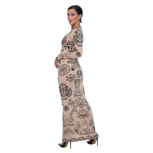PUSHKA PAINT TEARDROP MAXI DRESS