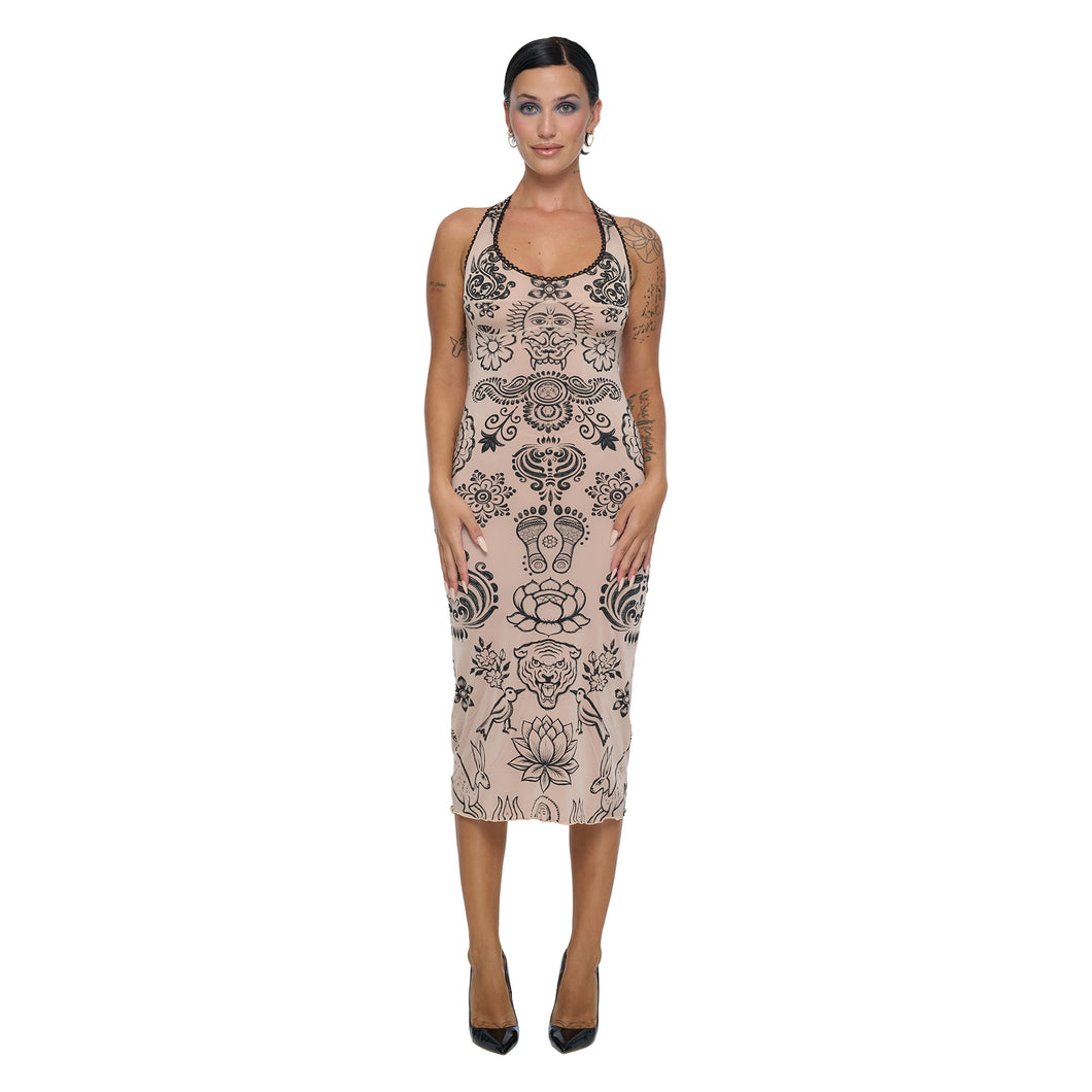 PUSHKA PAINT NECI MIDI DRESS