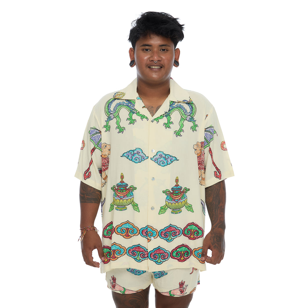 TIBETAN CRAYON DIGITAL PRINT SHIRT