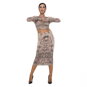 DIVINE ROLL MIDI SKIRT