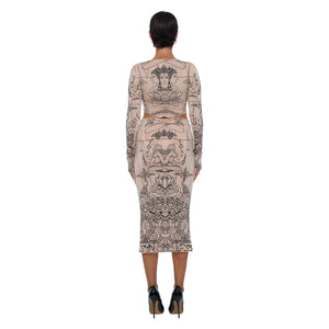 DIVINE ROLL MIDI SKIRT