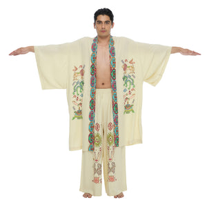 PANEL TIBETAN CRAYON SUNSET KIMONO