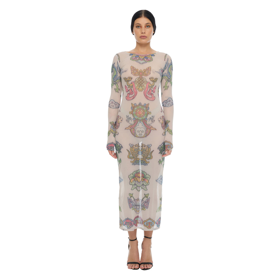 TIBETAN CRAYON NECI MAXI DRESS