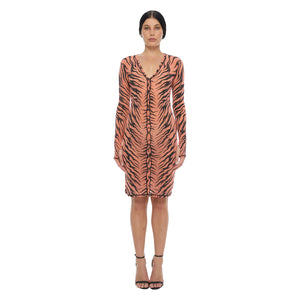 BALLPOINT TIGER BUTTON MIDI DRESS